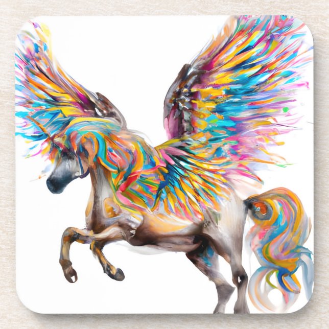Farbiger Pegasus Getränkeuntersetzer (Vorderseite)