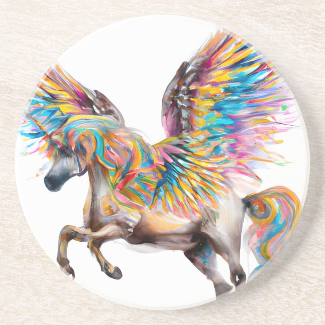 Farbiger Pegasus Getränkeuntersetzer (Vorne)