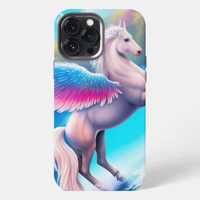 Farbiger Pegasus iPhone 13 Pro Max Hülle (Rückseite)