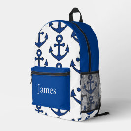 Farbiger personalisierter Rucksack, blaue Anker Bedruckter Rucksack