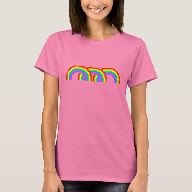 Farbiger Pixel Art Rainbow T - Shirt für Frauen (Vorderseite)