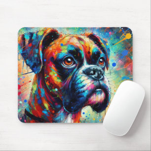 Farbiger Pop Art Boxer Doppy Welpe Aquamarin Blau Mousepad