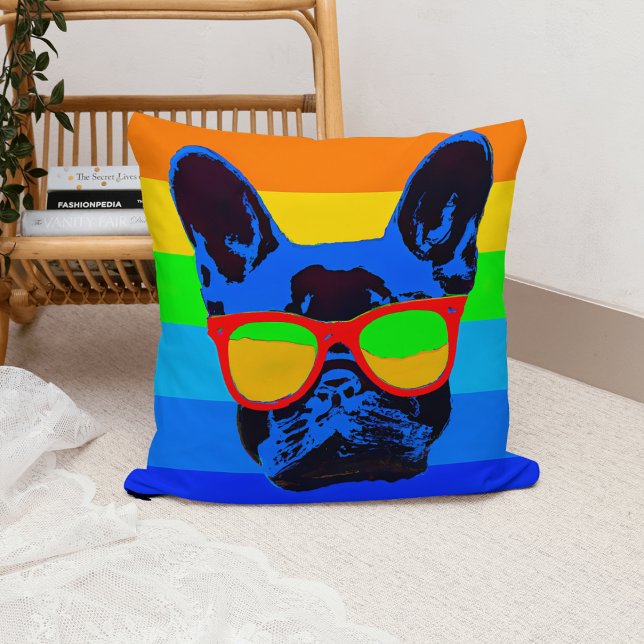 Farbiger Pop Art French Bulldog Kissen (Von Creator hochgeladen)
