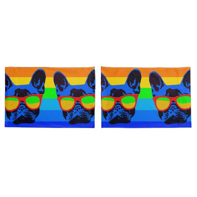 Farbiger Pop Art French Bulldog Kissenbezug (Rückseite-Set)
