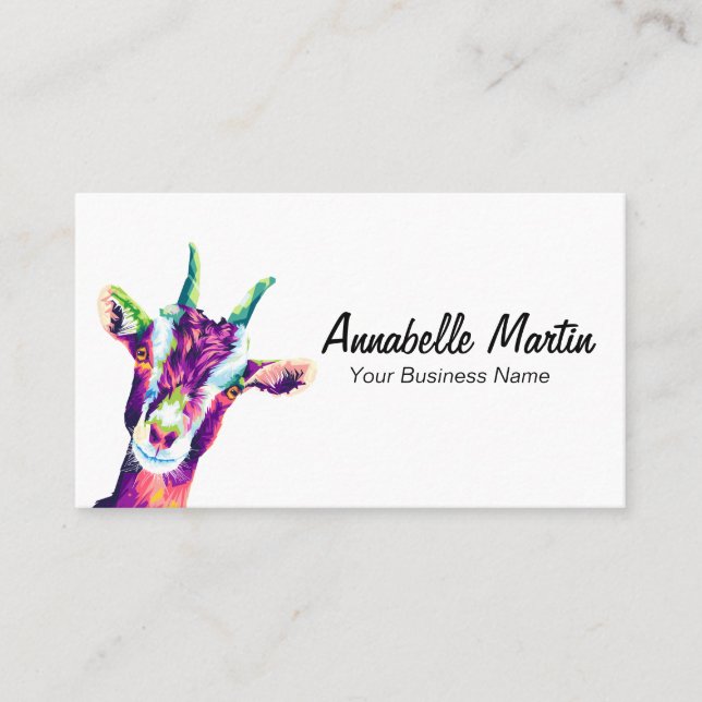 Farbiger Pop Art Goat Business Card Visitenkarte (Vorderseite)