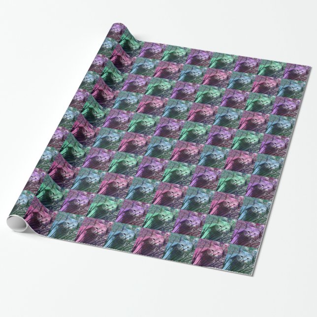 Farbiger Pop Art Kitty Wrapping Paper Geschenkpapier (Ungerollt)