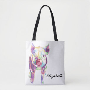 Farbiger Pop Art Pig Personalisierte Totasche Tasche