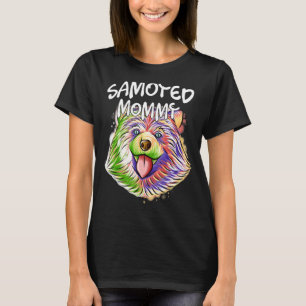 Farbiger Pop Portrait Samoyed Dog Mama Mommy Mothe T-Shirt
