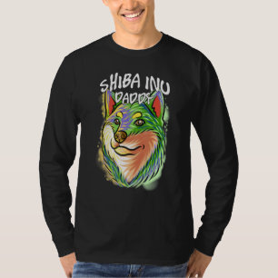 Farbiger Pop Portrait Shiba Inu Dog Vater Vater D T-Shirt