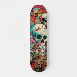 Farbiger psychedelischer Schädel Skateboard