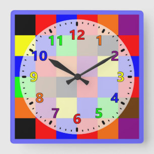 Farbiger Regenbogen der Farben Quadratische Wanduhr
