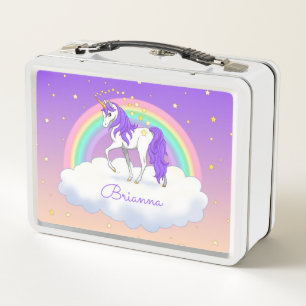 Farbiger Regenbogen-Einhorn und Sterne Metall Brotdose