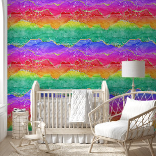 Farbiger Regenbogen Glitter Gold Achat Tapete