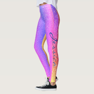 Farbiger Regenbogen-Glitzer Leggings