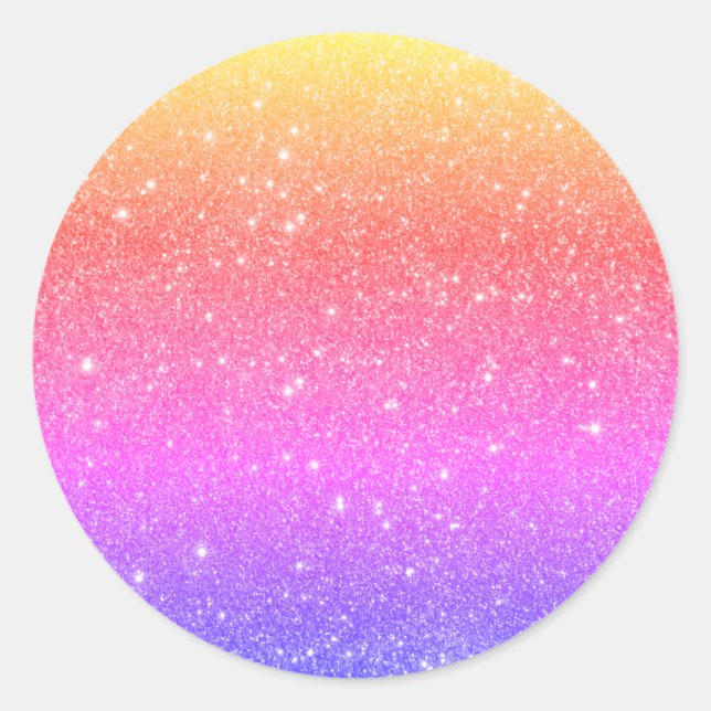 Farbiger Regenbogen-Glitzer Runder Aufkleber (Vorderseite)