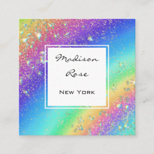 Farbiger Regenbogen-Gold-Holografie-Luxus-Modern Quadratische Visitenkarte