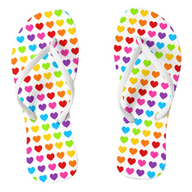 Farbiger Regenbogen Herz Flip Flops (Fußbett)