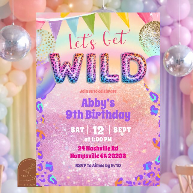 Farbiger Regenbogen Leopard Lass uns Wilde Geburts Einladung (Von Creator hochgeladen)