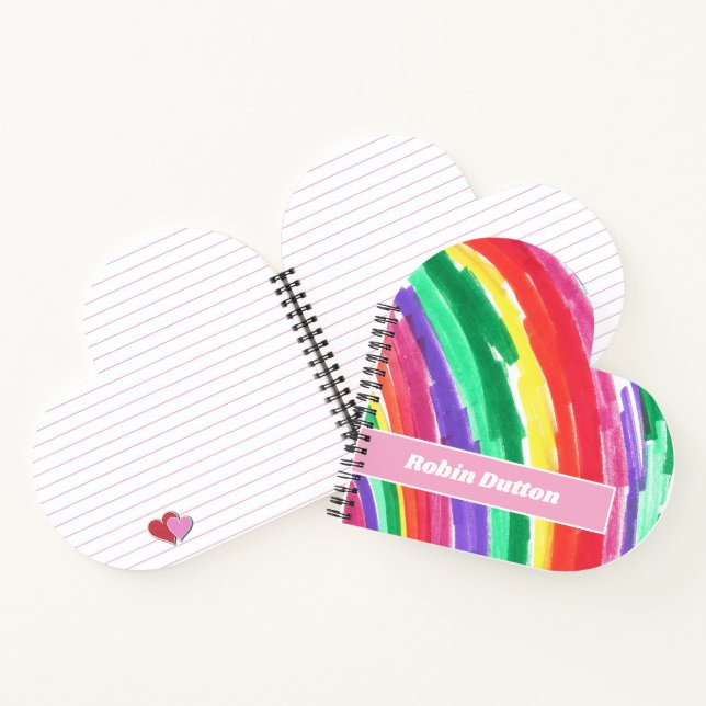 Farbiger Regenbogen mit Namen Notizbuch (Innenseite)