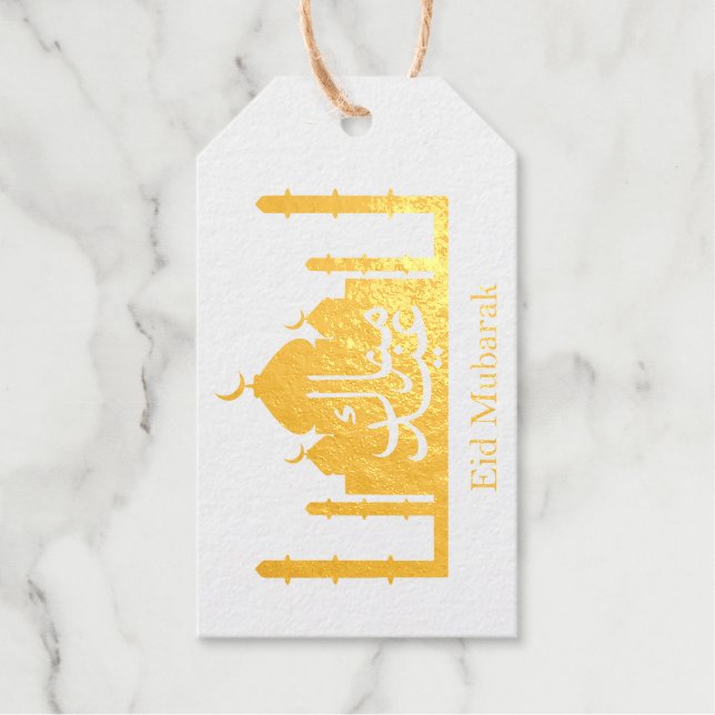 Farbiger Regenbogen Polygonal Eid Mubarak Moschee Geschenkanhänger (Vorderseite)