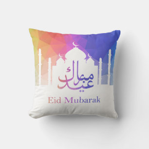 Farbiger Regenbogen Polygonal Eid Mubarak Moschee Kissen
