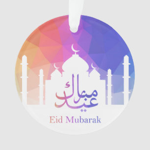 Farbiger Regenbogen Polygonal Eid Mubarak Moschee Ornament