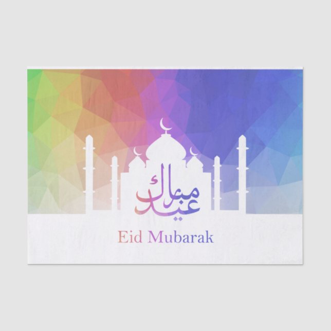 Farbiger Regenbogen Polygonal Eid Mubarak Moschee Seidenpapier (Vorderseite)