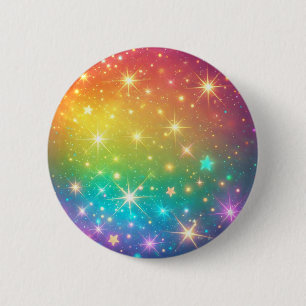 Farbiger Regenbogen Sternenraum Button