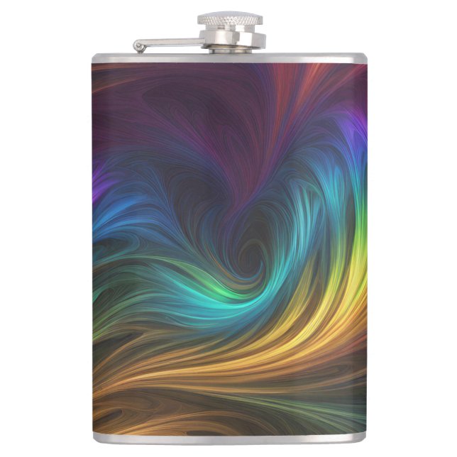 Farbiger Regenbogen-Swirl Flachmann (Vorderseite)