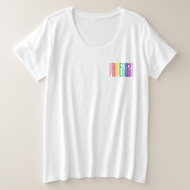Farbiger Regenbogen Text LGBTQ Gay Pride 2020 Große Größe T-Shirt (Design vorne)
