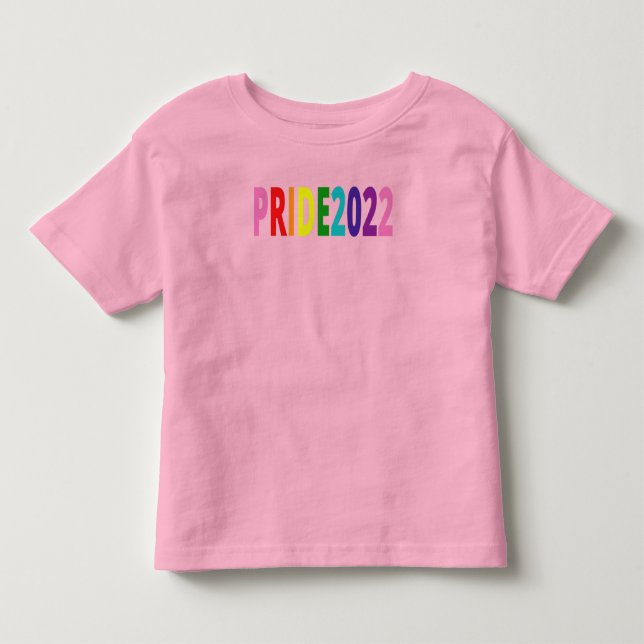 Farbiger Regenbogen Text LGBTQ Gay Pride 2022 Kleinkind T-shirt (Vorderseite)