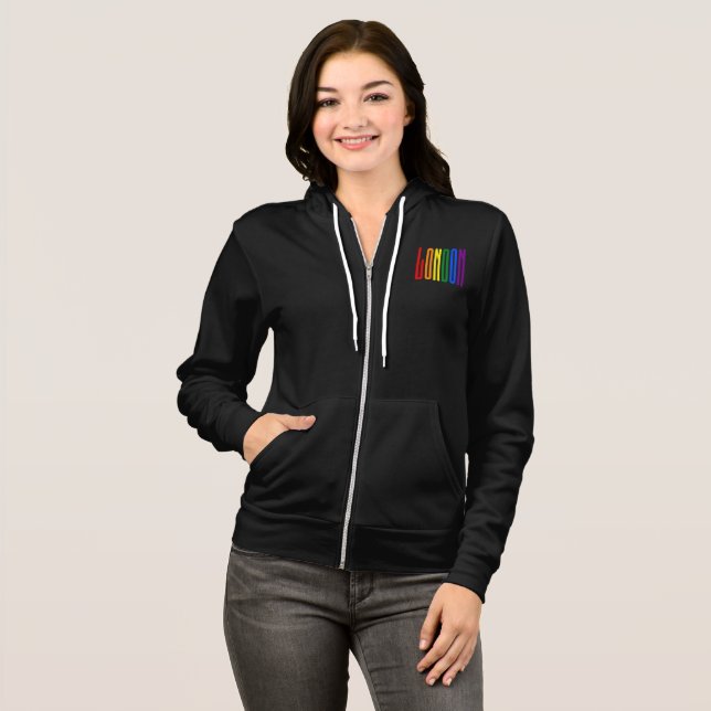 Farbiger Regenbogen Text LGBTQ London Gay Pride LG Hoodie (Vorne ganz)