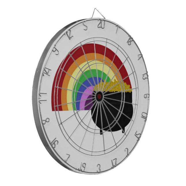 Farbiger Regenbogen und Goldtopf Dartscheibe (Vorderseite Links)