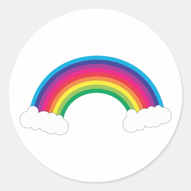 Farbiger Regenbogen und weiße Wolken Runder Aufkleber (Vorderseite)