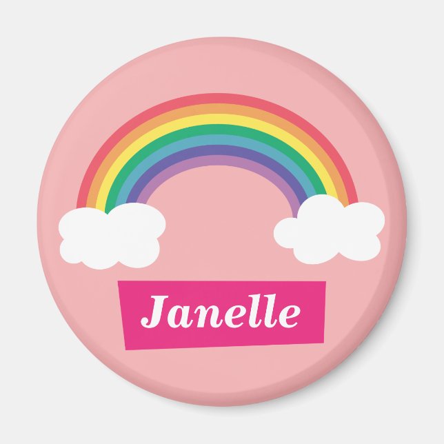 Farbiger Regenbogen und Wolken, für kleine Mädchen Magnet (Vorne)