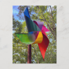 Farbiger Regenbogen-Windrad-Gartenkunst Postkarte