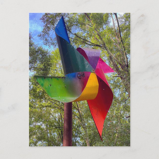 Farbiger Regenbogen-Windrad-Gartenkunst Postkarte (Vorderseite)