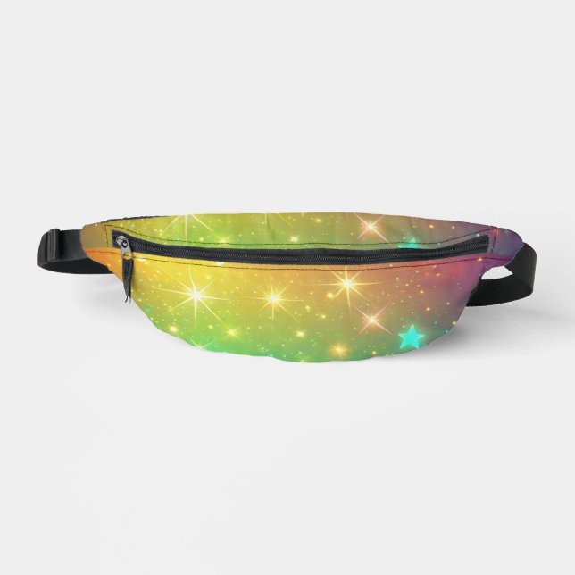 Farbiger Regenbogensternraum Bauchtasche (Vorderseite)