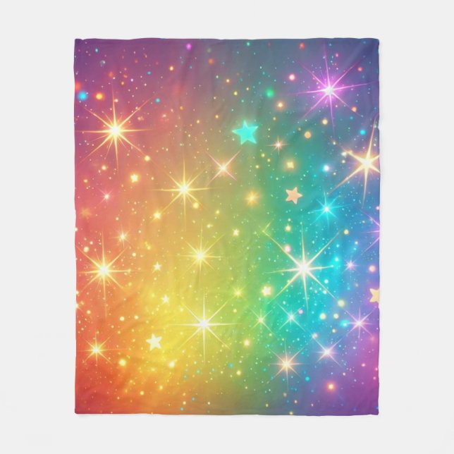 Farbiger Regenbogensternraum Fleecedecke (Vorderseite)