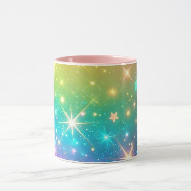 Farbiger Regenbogensternraum Tasse (Zentrum)