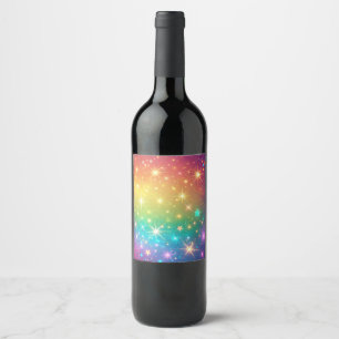 Farbiger Regenbogensternraum Weinetikett