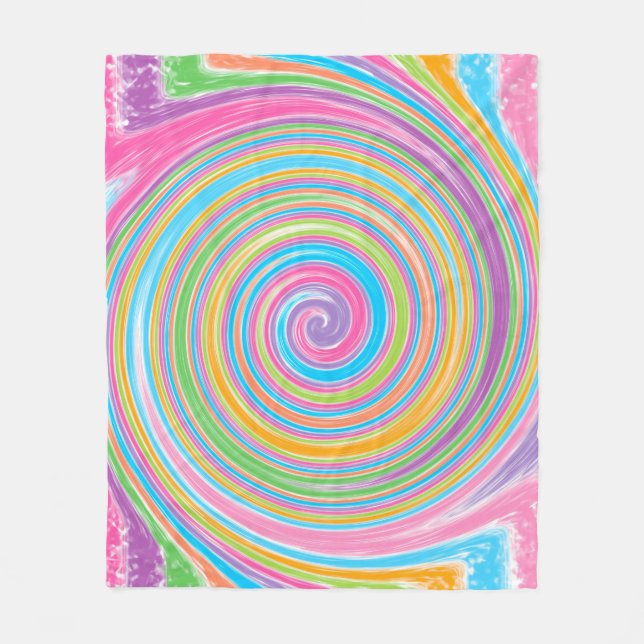 Farbiger Regenbogenwirbel Fleecedecke (Vorderseite)