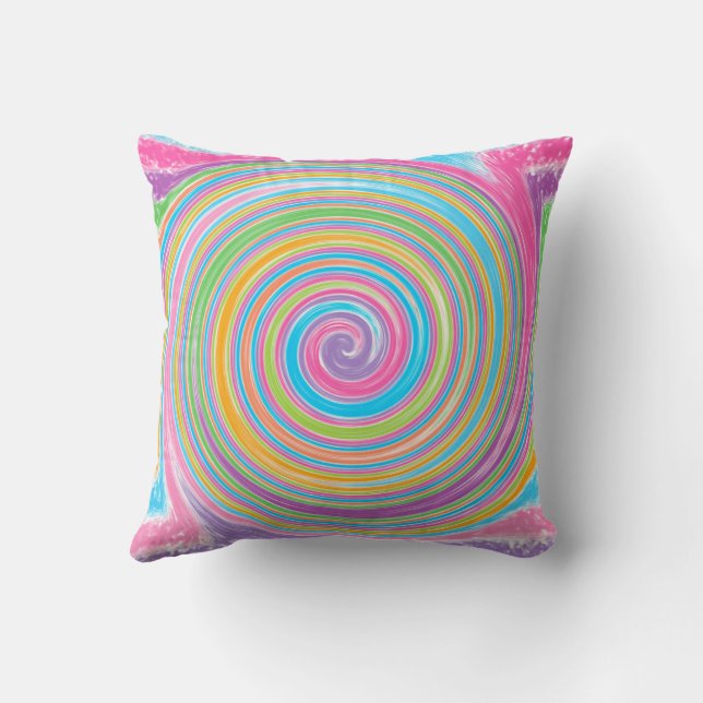 Farbiger Regenbogenwirbel Kissen (Rückseite)