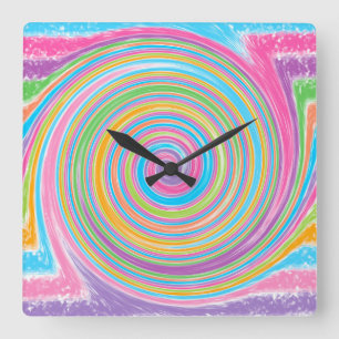 Farbiger Regenbogenwirbel Quadratische Wanduhr