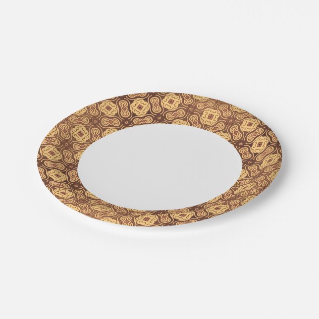 Farbiger Retro-Hintergrund Pappteller (Schrägansicht)