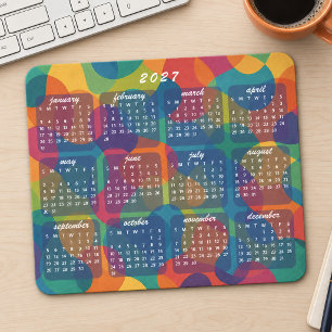 Farbiger Retro Moderner Abstrakter 2027 Kalender Mousepad