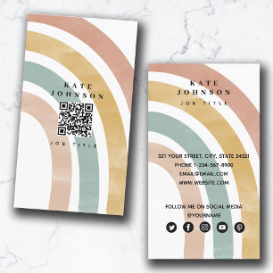 Farbiger Retro-Regenbogen-QR-Code Social Media  Visitenkarte