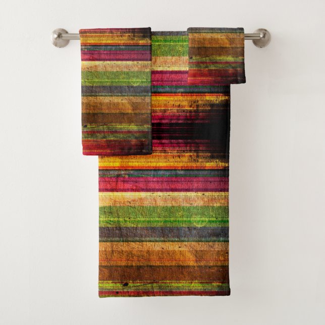 Farbiger Retrostreifen Badhandtuch Set (Insitu)