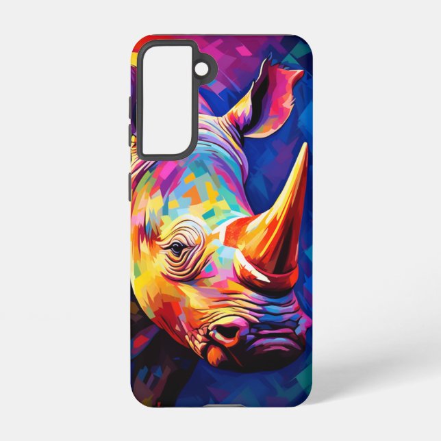 Farbiger Rhino auf einem mehrfarbigen Samsung Galaxy Hülle (Rückseite)