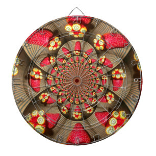 Farbiger roter Genuss: Erdbeeren-Kaleidoskop-Kunst Dartscheibe